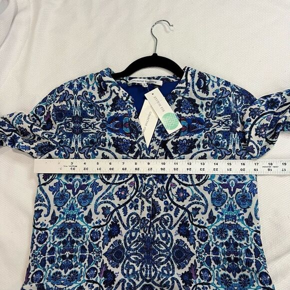 Collective Concepts Blue White‎ Print V Neck Tunic - Picture 6 of 8